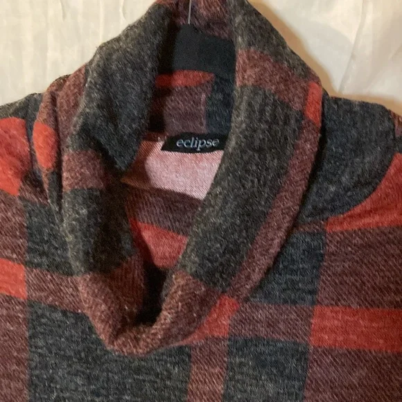 ❤️🔥5/20$❤️🔥ECLIPSE 💫 Womens Plaid Red Sweater Poncho - Picture 4 of 8
